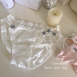 White Star and Pink Star Girl ~ Cute Star Lace Face Sexy Low Waist Pure Cotton Crotch Fairy Briefs for Women 319