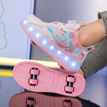 2024 summer mesh girls heelys shoes four-wheel boys wheel shoes two-wheel retractable childrens roller skates