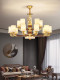 All-Copper New Chinese-Style Duplex Villa Jade Large Chandelier, High-End and Grandiose Living Room Lamp, Hollow High-Ceiling Hall Lighting
