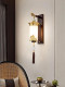 New Chinese-Style Wall Lamp, All-Copper Solid Wood Living Room Background Wall Light, 2025 New Model, Chinese-Style Ebony Wood Bedside Lamp