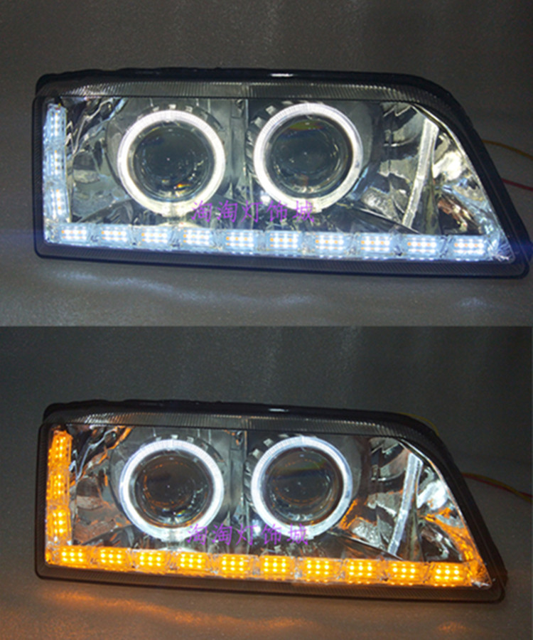 Suitable for 04 Divine Dragons Fukang Headlight Assembly Retrofit Double Light Lens Xenon lamp Angels Devil Eye Day Line Lamp