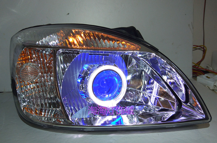 Applicable to Kiarooo headlamp assembly modified double light lens xenon lamp angel eye daywalking lamp