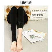 Ba khẩu súng quần legging nữ mùa thu và mùa đông dày và nhung cơ thể định hình quần eo cao Slim chân ấm bước nữ quần một mảnh