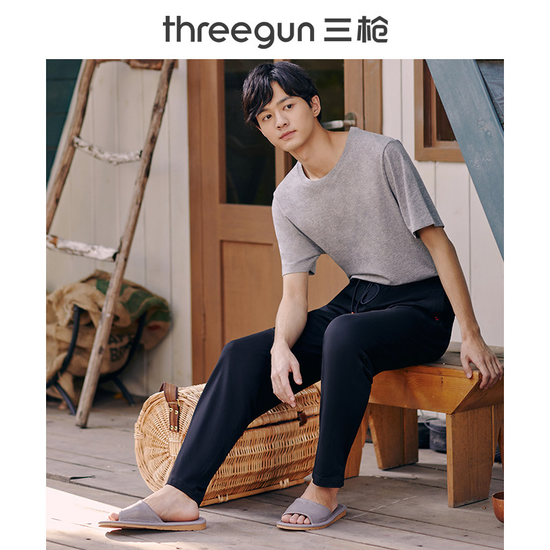 Three gun pajama pants men 2021 autumn new products smooth Xinjiang dense cotton high elastic high soft light can wear men's trousers