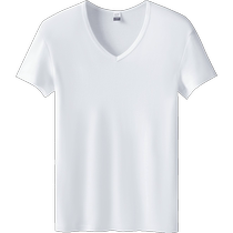 2 pièces de vêtement ] T-shirt à trois armes masculin Xinjiang pur coton léger élastique rostrie rostrie V col de fond lingerie masculin manches courtes