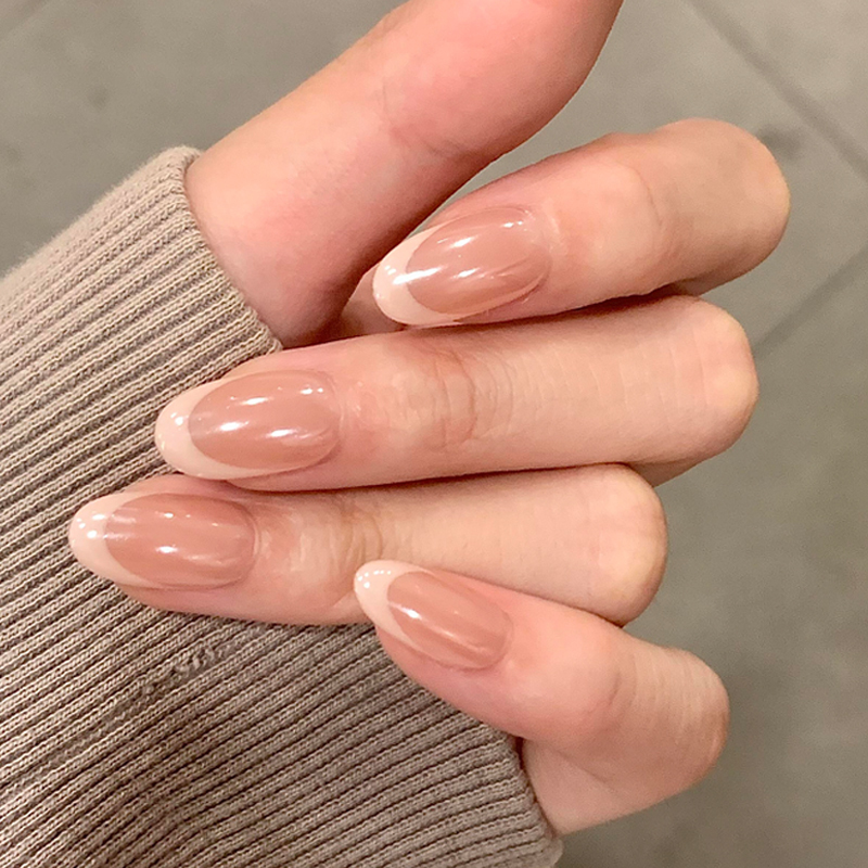 Handmade White French-Style Press-On Nails, Nude Color, Short Nail Patches, 2026 New Style, Light Luxury, High-End Feel, Summer
