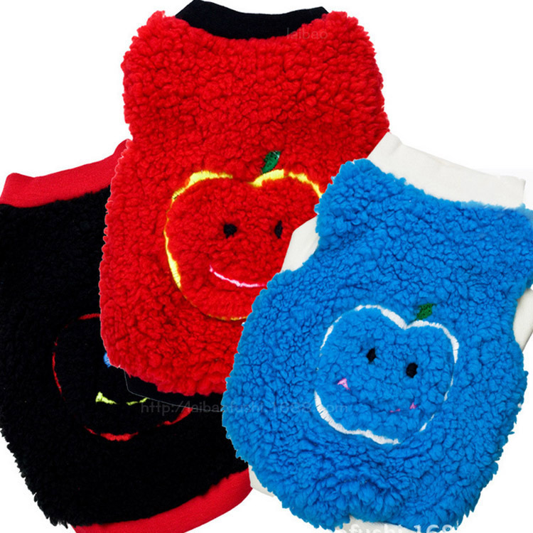 Pet Clothing Shu Cotton Suede Embroidered Apple Head Pet Vest Dog Clothes Factory Supply Autumn and Winter