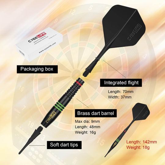 Cyeelife Official Genuine 18g Pure Copper Soft Darts Complete Set of Electronic Drop-Resistant Practice and Competition Darts Set