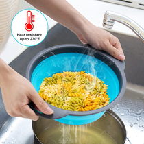 cookever creative kitchen tools round foldable drain basket fruit blue 2-piece filter fruit basket