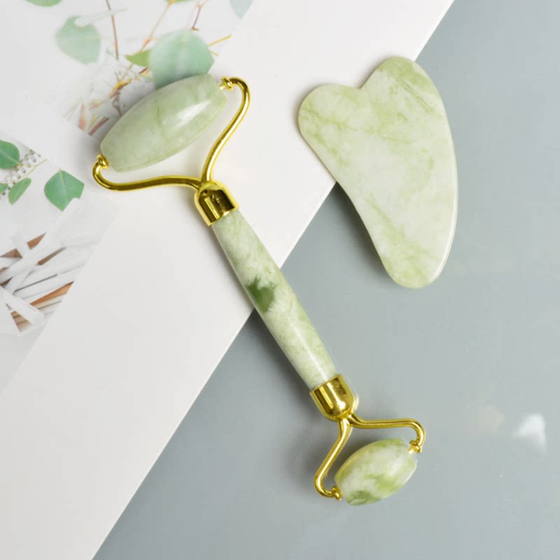 Natural Xiu Rock Jade Face Roller Massager Eyes Slim face Beauty and pull compact V Face Jade Push Face God
