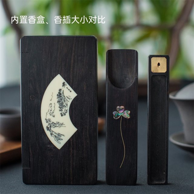 sandalwood ສີດໍາ portable incense box incense insert agarwood sandalwood incense string incense insert home indoor indoor indoor ເດີນທາງສະດວກຂະຫນາດນ້ອຍ