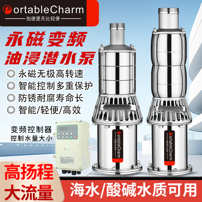 Permanent Magnet Variable Frequency High-Lift Submersible Pump 304 Stainless Steel Large Flow Flood Control Pump Portable Corrosion-Resistant Water Pump