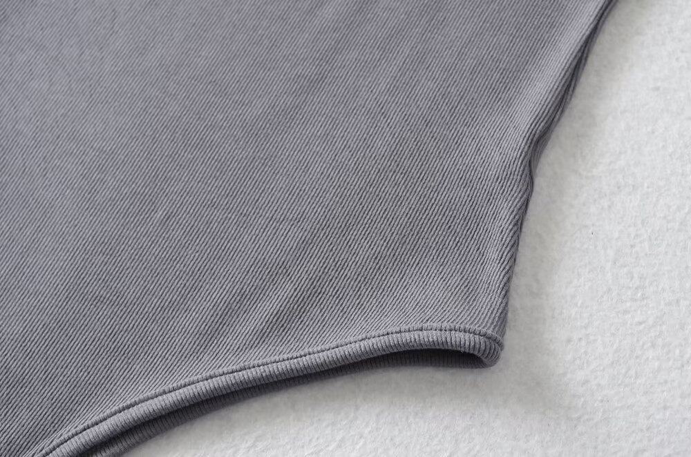 Боди/брюки 西西里美国修身纯色肩梯形领背心连身裤女士时尚适合拉伸底上衣