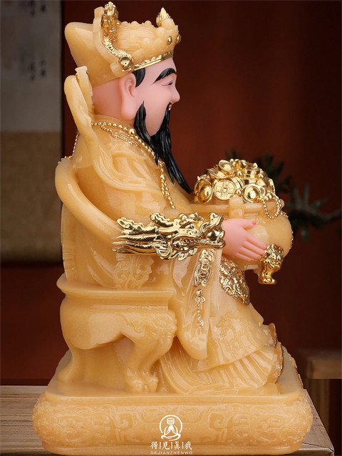God of Wealth Statue, white marble God of Wealth Statue, home worship and fortune ornaments, God of Wealth Fan Li Bigan Statue