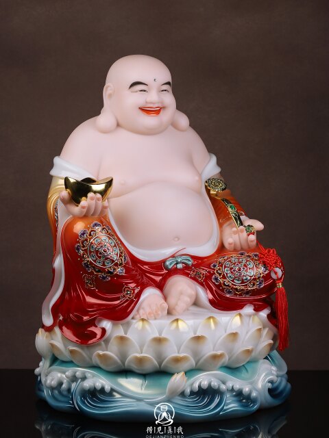 Maitreya Buddha statue, white marble Maitreya Buddha statue, home Buddhist hall dedicated to the big-bellied Buddha, smiling Buddha statue, Maitreya ornaments