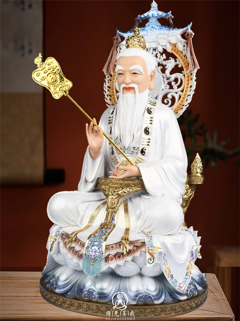 The Taishang Laojun statue, the moral heavenly statue, the white-clothed Laojun statue, the Sanqing Taoist ancestor's home for worshiping the Sanqing deities as ornaments