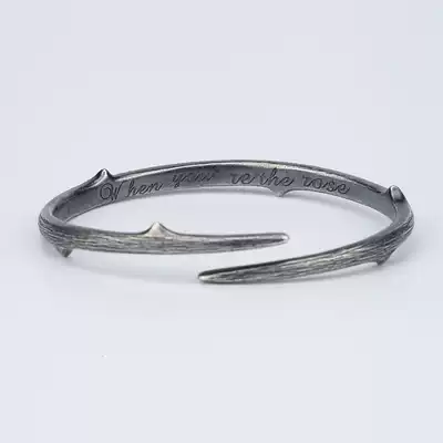 Thorns s925 sterling silver bracelet retro style open male simple couple accessories gift if you are a rose