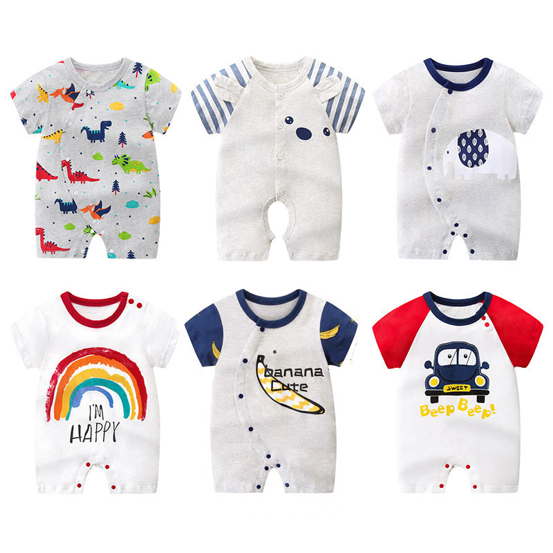 Baby jumpsuit summer newborn 0 pure cotton 6 short-sleeved romper 1 male baby 3 months summer baby