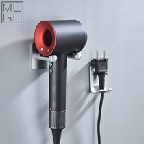 Black non-perforated electric hair dryer shelf Wall hanger bathroom rack toilet storage rack nail-free air tube rack