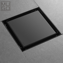 Black floor drain invisible deodorant toilet shower floor drain plus rectangular large displacement long strip toilet floor drain
