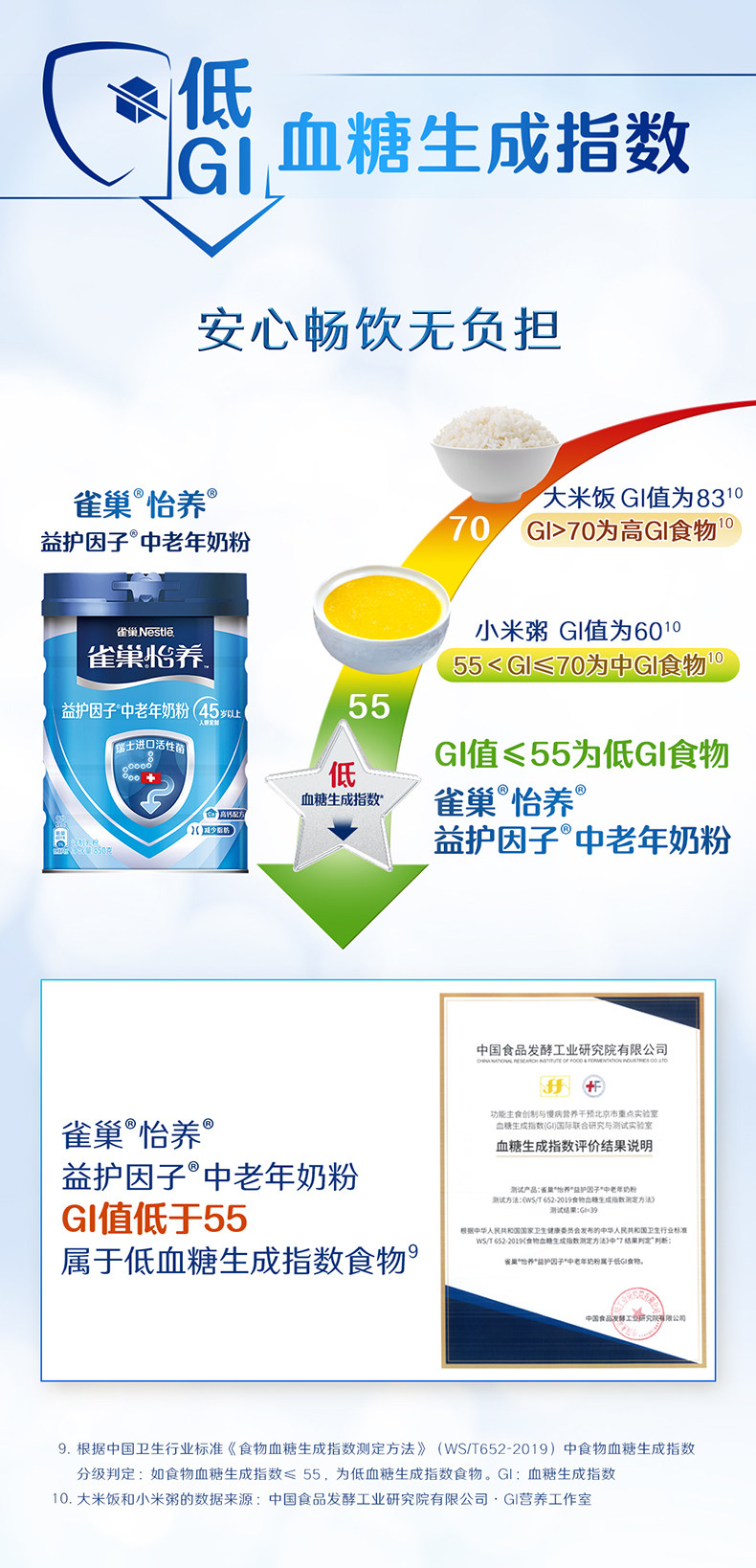 雀巢 怡养 中老年低GI高钙配方成人奶粉 850g*2罐礼盒装 聚划算多重优惠折后￥130包邮
