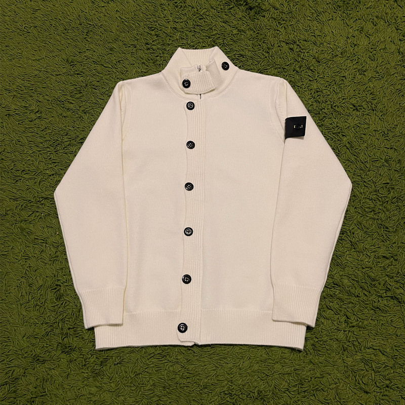 Stone Stone 25Fw New Compass Badge Armband Half-High Collar Wool Knit Cardigan Zipper Sweater Trendy Stone Stone 25Fw New Compass Badge Armband Half-High Collar Wool Knit Cardigan Zipper Sweater Trendy
