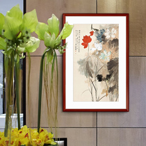 Leading the new Chinese living room decoration painting office Chinese painting restaurant Lotus hanging painting Zhang Daqian background wall hanging painting vertical