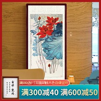 Chinese painting flower and bird painting Zhang Daqian Gold Line Lotus Corridor porch hanging painting living room decoration painting lotus scroll