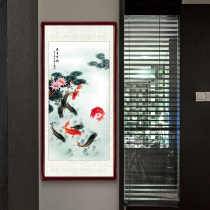 Decorative painting porch vertical nine fish painting decorative painting entrance porch vertical painting aisle Zhaocai Zhongtang fish painting lotus