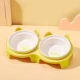 Керамическая двойная чаша + желтая утечка пищевая стойка