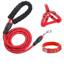 Dog rope vest type thickened chest harness large medium and small dog traction rope dog walking anti-collision lengthened reinforced dog chain