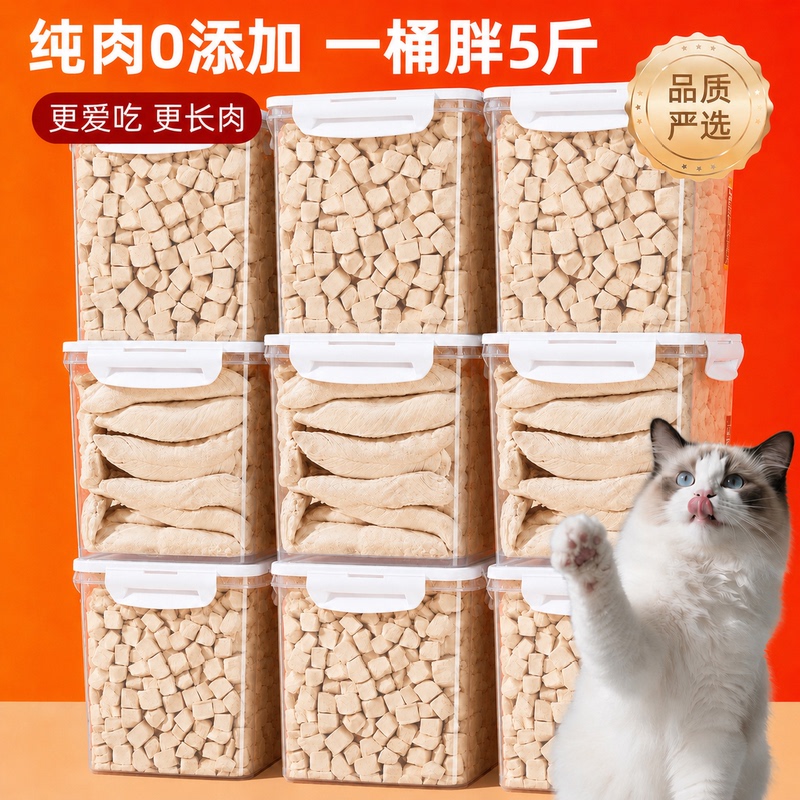 Freeze-Dried Cat Snacks Chicken Pellets 0 Additives Chicken Breast Freeze-Dried Cat Snacks Quail Dried Fish Nutritious Cat Food
