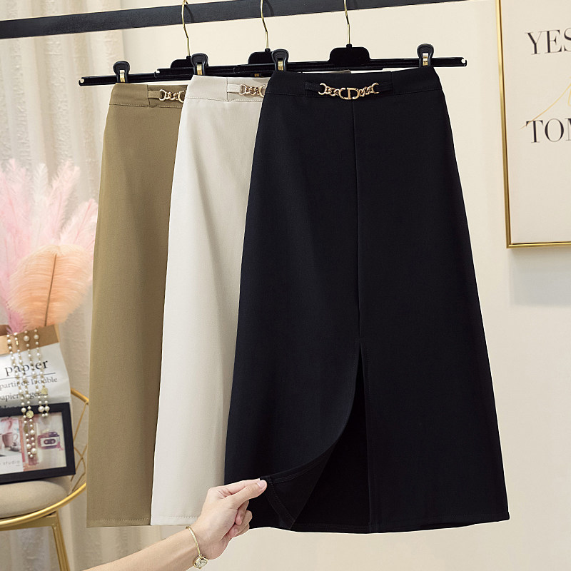 Suit split skirt women's summer new 2022 mid-length version of the crotch skirt is thin and Western style high waist a-line skirt