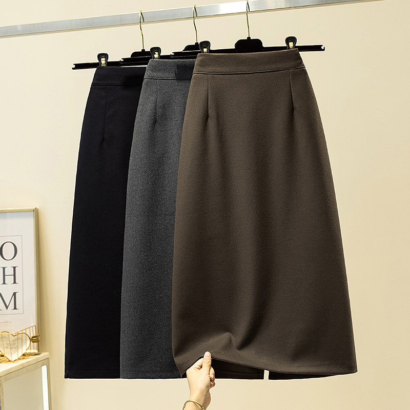 Gross Temperament Half Body Dress Autumn Winter Female Light Ripene a long version of high purse Hip Display Slim Open Fork Step Skirt