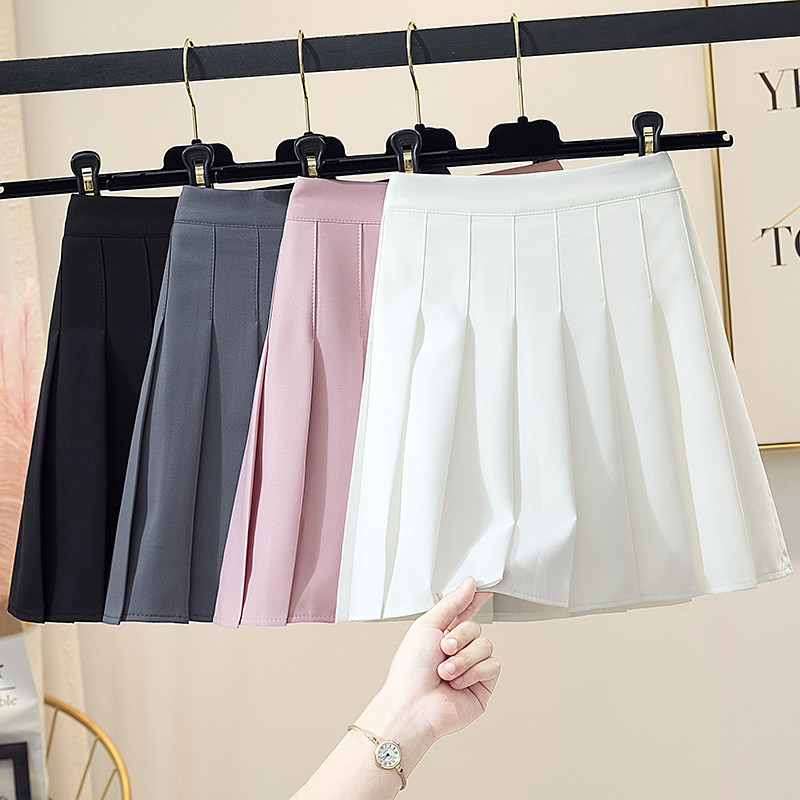 100 pleats short skirt woman half body dress High waist a character anti-walking light 2022 new spring Summer 100 hitch white suit skirt