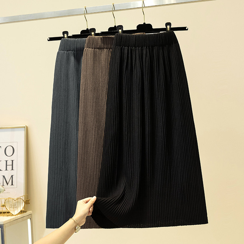 Black open fork Sensation Half Body Dress Autumn Winter Women New Pint High Waist Display Slim Fit in a long version Temperament One Step Skirt