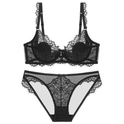 大胸显小全罩杯超薄文胸性感惑蕾丝大码胸罩无海绵薄款内衣套装女-tmall.com天猫