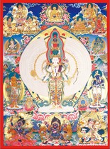 Buddha statues portraits and Tantric Buddha portraits. Thousand-armed Avalokitesvara Bodhisattva photo paper double-sided plastic seal Om Mani Padme Hum.