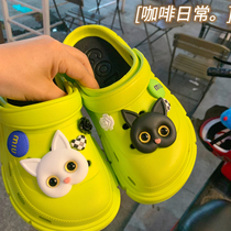 Bebao Han Prints holes Holes Shoes DIY Shoes Crocs cute Japanese beach Dormitory Sandals Students Slippers