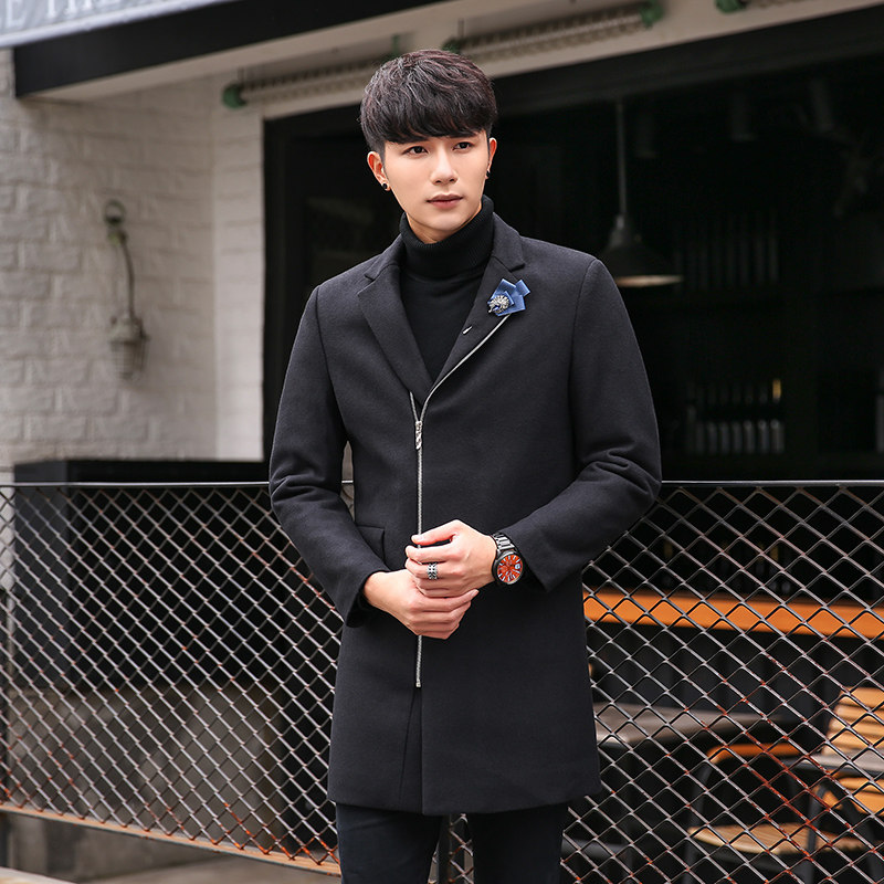 毛呢大衣男冬中长款双面尼羊毛大衣英伦风男士羊绒呢子外套潮流男