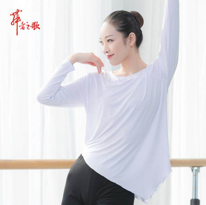 Dance dress Women's modern dance dress T-shirt Yoga dress Modal t-shirt Long sleeve Female Latin dance dress Practice suit