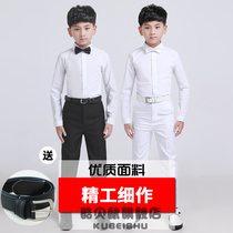 Boys  shirts white 2020 new middle and large childrens summer clothes long-sleeved shirt suit Korean version of childrens performance dress