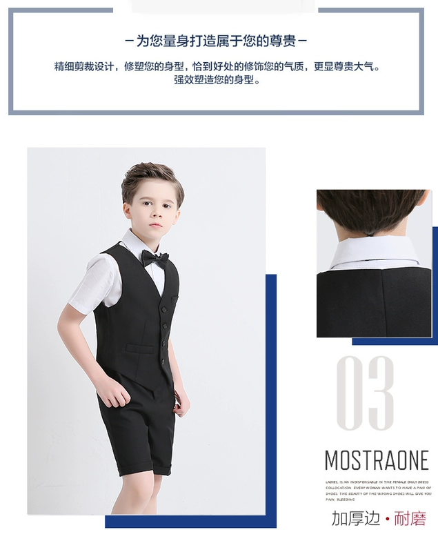 Hoa cô gái ăn mặc cậu bé sáu trẻ em máy chủ điệp khúc Hàn Quốc phiên bản của vest phù hợp với bib trang phục đàn piano bộ vest gile đẹp cho bé trai