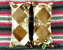 American luxury Western living room sofa car milk pattern cowhide leather fur one pillowcase pillowcase two-piece DF