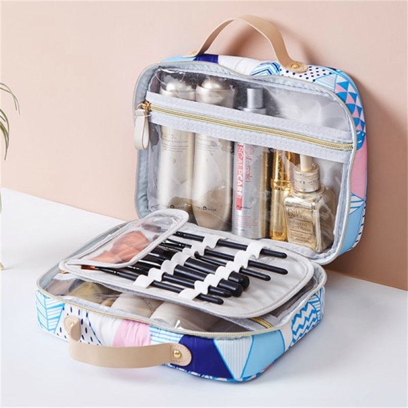 Cartoon Double Hand Cosmetics Containing Bag Makeup Bag Double Transparent Wash Toiletry Bag Makeup Bag Large Capacity Wash Bag