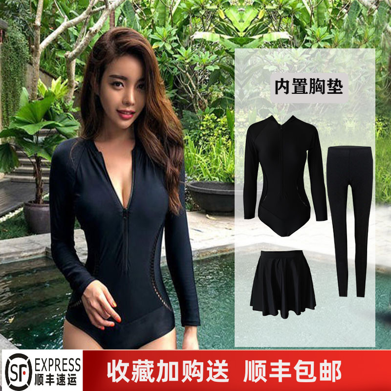 新しいダイビングスーツレディースワンピース水着長袖ズボン日焼け止め速乾スリムサーフィンドリフトシュノーケリング水着夏