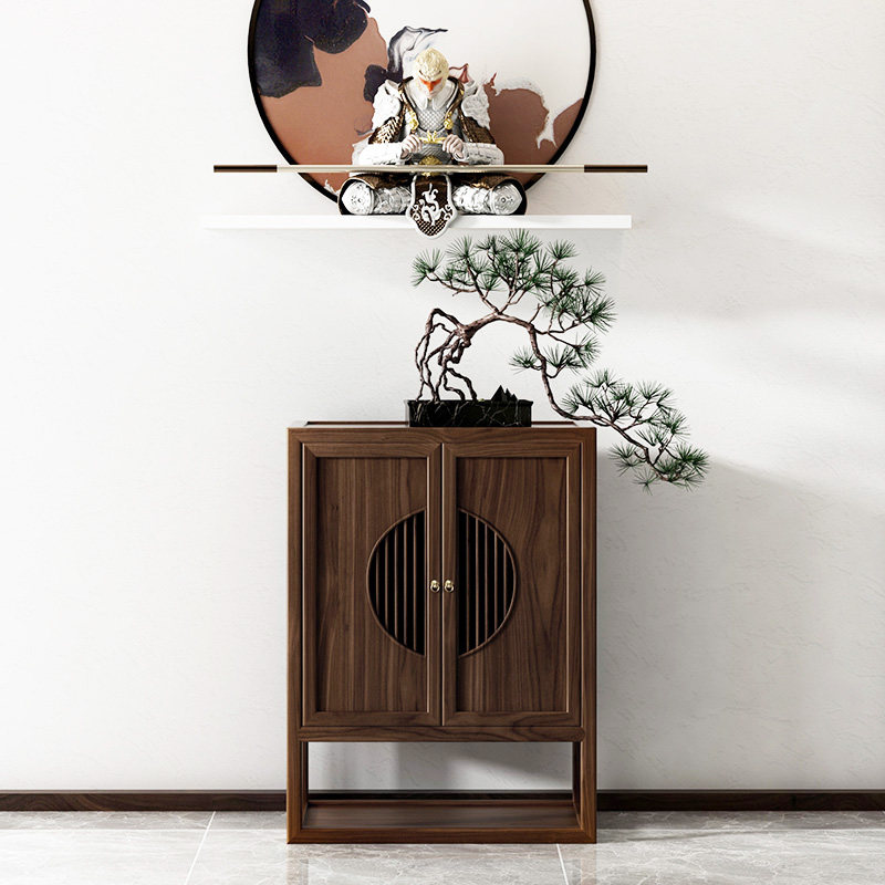 Old Elm Wood Dining Cabinet Solid Wood Tea Water Cabinet Black Walnuts New Chinese Preparation Dining Cabinet Home Containing Cabinet Wine Cabinet Xuanguan Cabinet