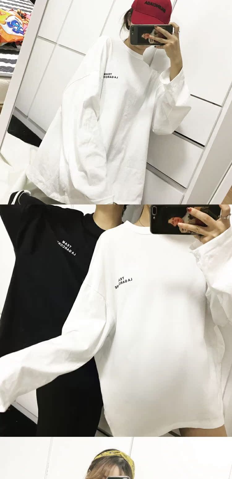 Áo thun nữ in hip-hop thủy triều hàng đầu Harajuku bf gió sinh viên lỏng lẻo hoang dã áo thun nữ tay lỡ