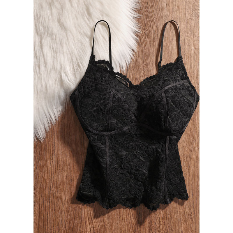 European and American Style Lace Camisole for Women 2026 New Model with Beautiful Back, Integrated Bra, Can Be Worn Inside or Outside, Sweet and Spicy Top