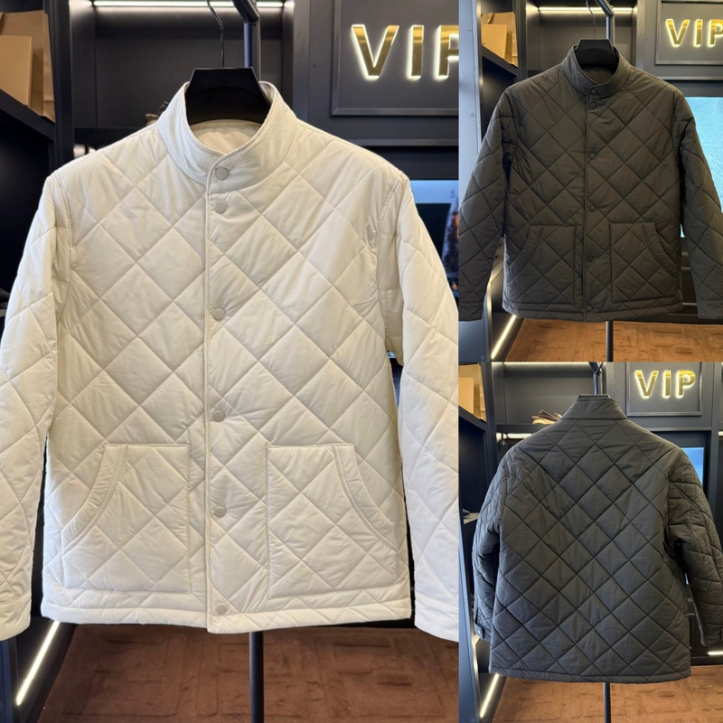 1968 Autumn and Winter Men's New Quilted Stand-Collar Cotton Jacket with Diamond Pattern, Casual Fashion Jacket, Trendy